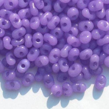 25 grams of 3x7mm Milky Violet Farfalle Seed Beads