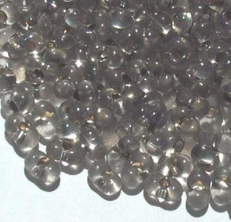 25 grams of 3x7mm Silver Lined Black Diamond Farfalle Seed Beads