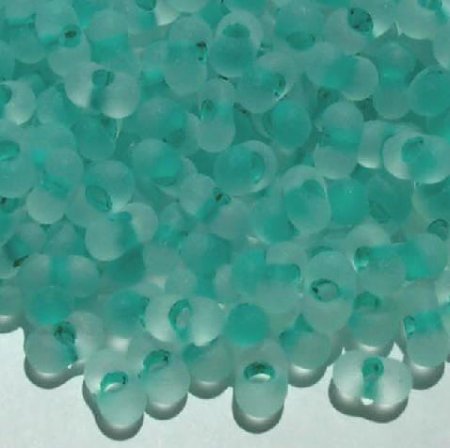25 grams of 3x7mm Teal Lined Matte Crystal Farfalle Seed Beads