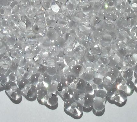 25 grams of 3x7mm White Lined Crystal Farfalle Seed Beads