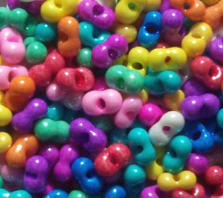 25 grams of 3x7mm Opaque Candy Mix Farfalle Seed Beads