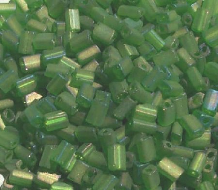 50g 5x4x2mm Transparent Matte Iris Green Tile Beads