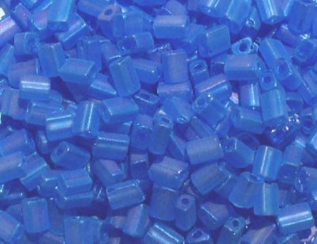50g 5x4x2mm Transparent Matte Iris Sapphire Tile Beads