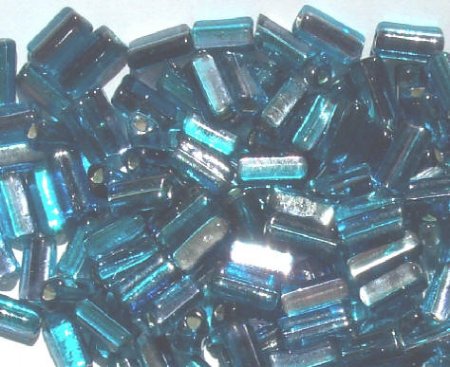 50g 10x5mm Silver Lined Crystal Aqua Montana Triangles