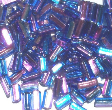 50g 10x5mm Silver Lined Crystal Fuchsia Sapphire Triangles