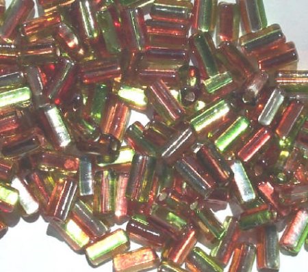50g 10x5mm Silver Lined Crystal Lime Strawberry Triangles