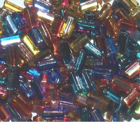 50g 10x5mm Silver Lined Mixed Triangles