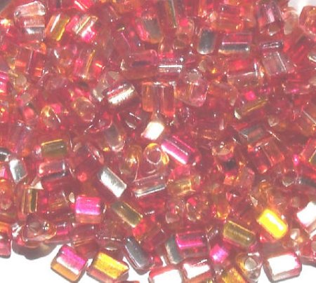 50g 5x4.5mm Silver Lined Orange Cherry Triangles