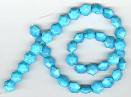 16 inch strand of 10x6mm Turquonite Puffed Hexagons