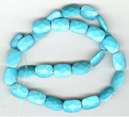 16 inch strand of 14x10mm Faceted Rectangle Turquonite