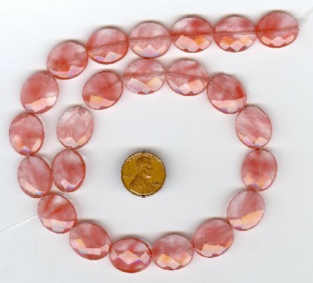 1 Flat Faceted 18x15mm Cherry Quartz Oval