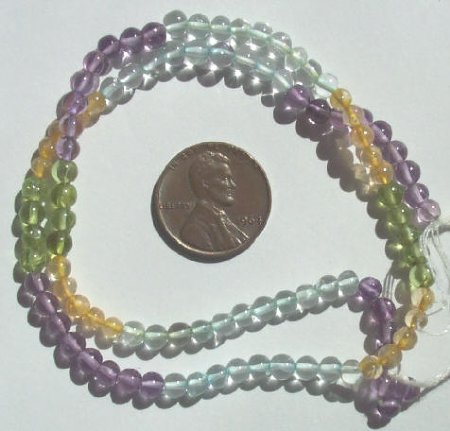 14 inch strand of 4mm Round Multi Mix Semi Precious Beads