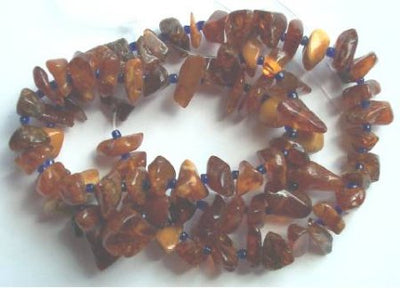 16 inch Strand of 7 to 9mm Cognac Medium Amber Nuggets
