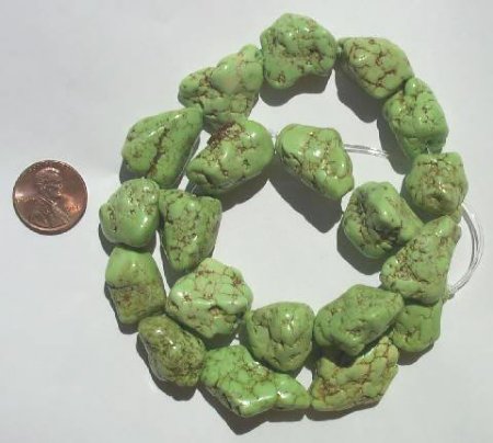 16 inch strand of 35x15mm Stabilized Yellow Turquoise