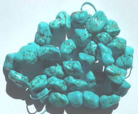 16 inch strand of 14x11mm Stabilized Green Turquoise Nuggets