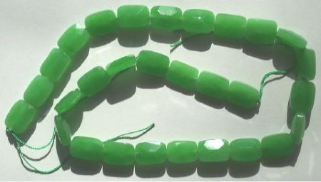 16 inch strand of 14x11mm Faceted Chiclet Green Apple Quartz