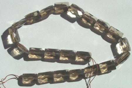16 inch strand 18x12mm Faceted Chiclet Smoky Quartz Beads