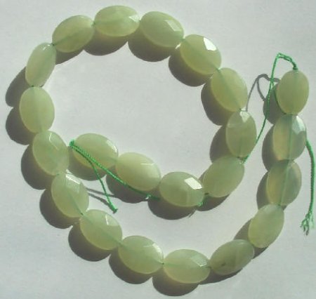 16 inch strand of 18x13mm Faceted New Jade Flat Ovals