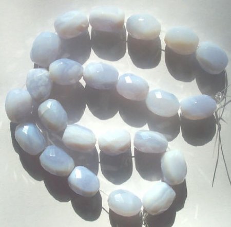 16 inch strand of 18x13mm Faceted Oval Blue Chalcedony