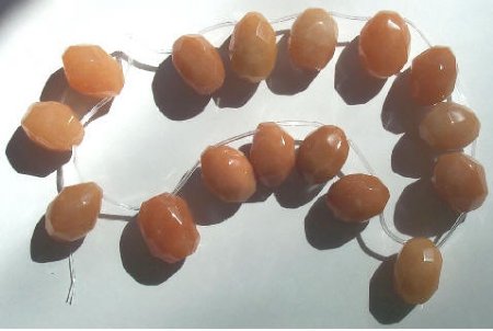 16 inch strand of 23x17mm Red Aventurine Faceted Tumbled Nugget