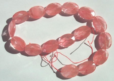 1 Flat Oval Faceted 26x19mm Cherry Quartz
