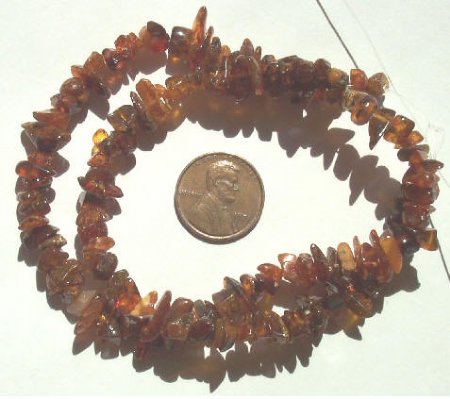 16 inch Strand of 3 to 5mm Cognac Amber Chips
