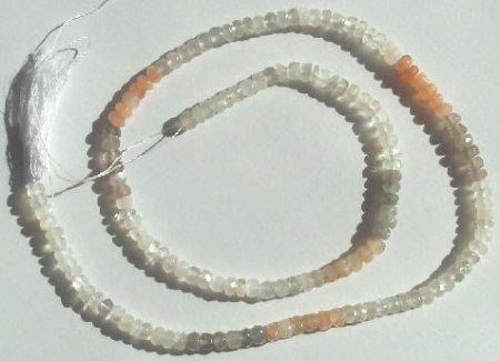 16 inch strand of 3x4mm Faceted Natural Moonstone Rondelles