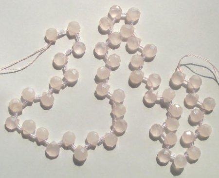 16 inch strand of 9x8mm Faceted Briolette Rose Quartz