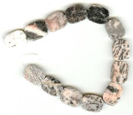 8 inch strand of 16x13x5mm Flat Ovals Pink Zebra Jasper