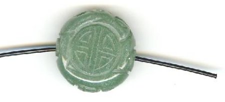 1 20x10mm Green Aventurine Carved Coin