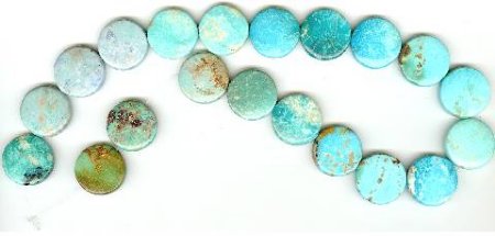 1 20x6mm Green Turquoise Coin