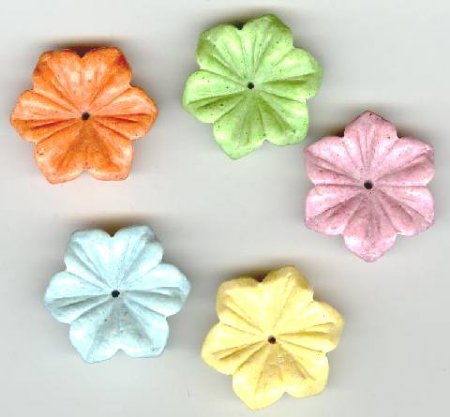 5 20x7mm Carved Howlite Flower Beads - Mix Pack