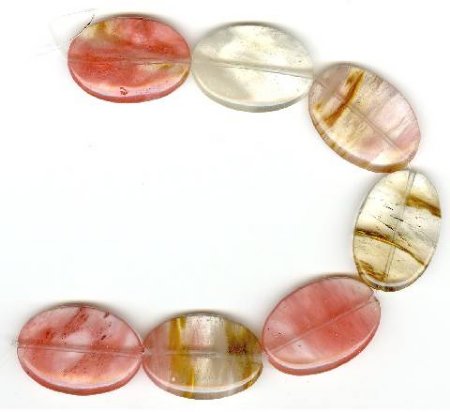 7 30x20 mm Flat Oval Cherry Apple Quartz