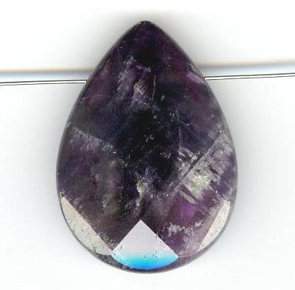 1 30x22mm Flat Faceted Briolette Amethyst Pendant