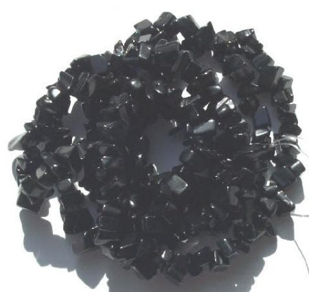 36 inch strand of Black Onyx Chips