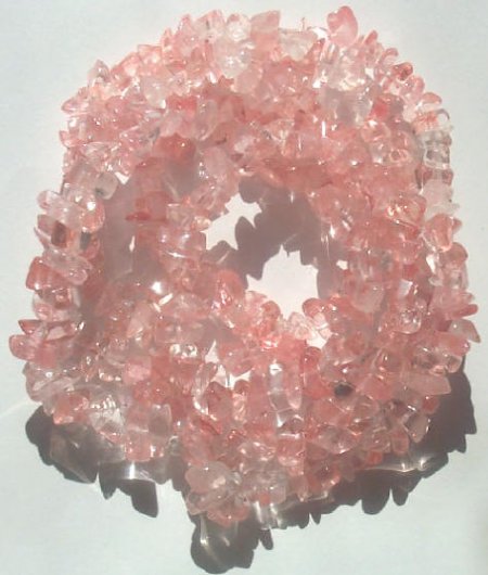 36 inch strand of Cherry Quartz Chips