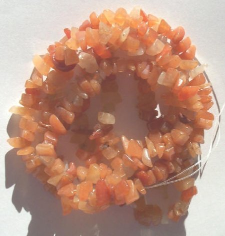 36 inch strand of Red Aventurine Chips