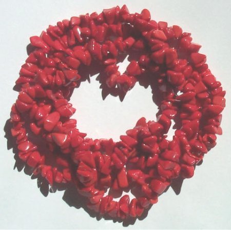 36 inch strand of Dyed Red Howlite Chips