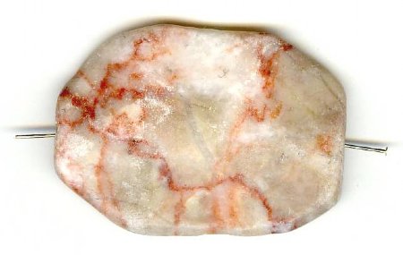 1 40x28x4mm Wavy Flat Oval Red Zebra Jasper