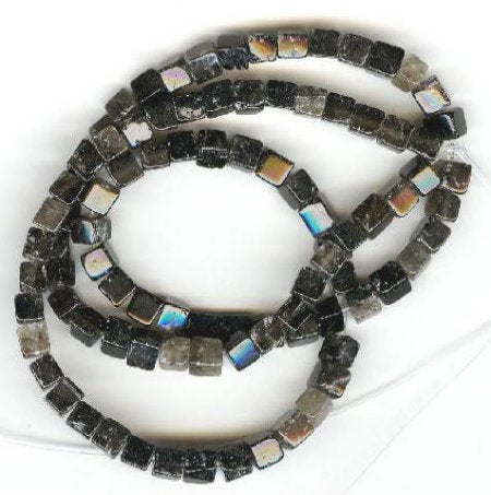 16 inch strand of 4x4mm Cube Smoke Topaz