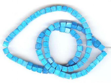 16 inch strand of 4x4mm Howlite Turquoise Cubes