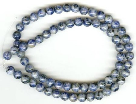 16 inch strand of 6mm Round Denim Lapis