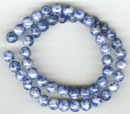 16 inch strand of 8mm Round Denim Lapis