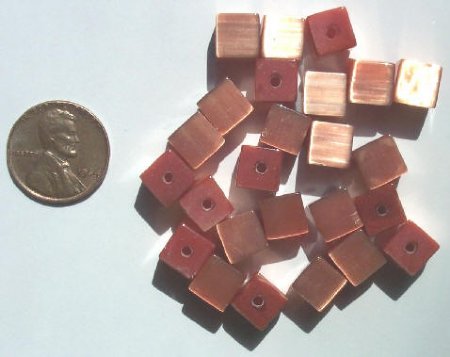 25 8mm Copper/Orange Fiber Optic Cubes