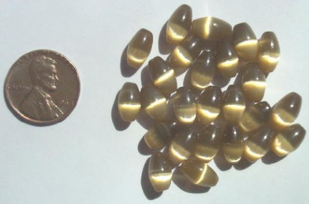 25 9x6mm Gold Fiber Optic Ovals