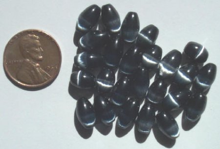 25 9x6mm Jet Fiber Optic Ovals