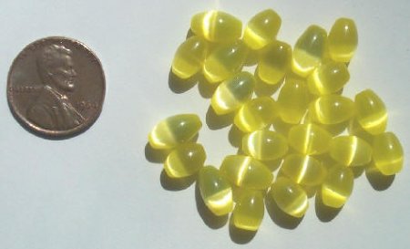 25 9x6mm Light Yellow Fiber Optic Ovals