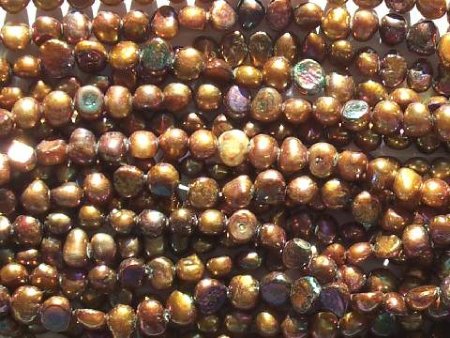 FWP 16inch Strand of 6x4mm Antique Gold Iris Pearls