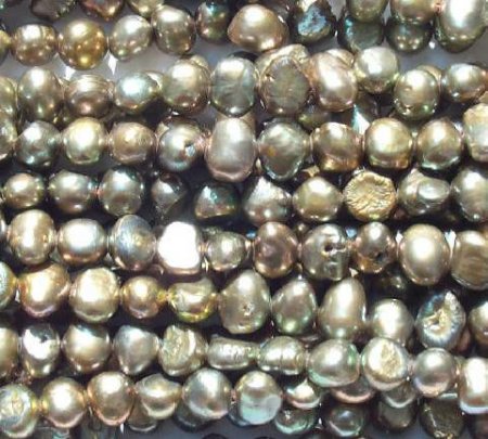 FWP 16inch Strand of 6x5mm Olive Bronze Pearls