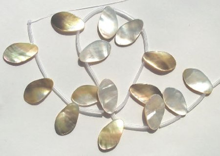 16 inch strand of 27x16mm Pendant Mother of Pearl Shells